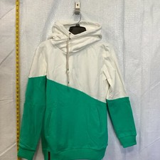 Ampersand Avenue Womens Colorblock Hooded Green White Pullover Sweatshirt Size L