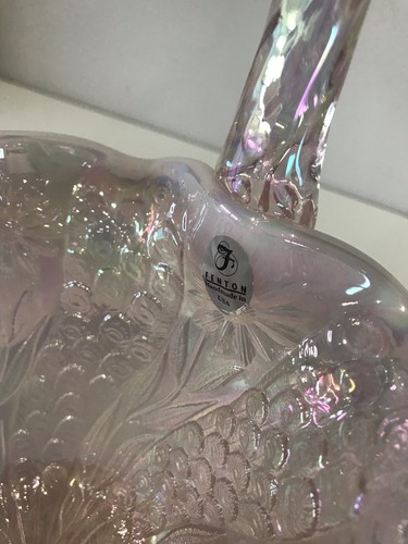 Vintage Art Glass Fenton Opalescent Carnival Lustre Basket Vase - Picture 3 of 12
