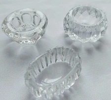 Vintage Clear Glass Crystal Salt Cellars Salt Dips X 3 Lot Antique Collectibles 