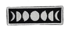 Moon Phases Embroidered Iron On Patch  3" x 1" Wax Wane Full Moon Crescent