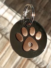 Dog Paw Print Tag Charm or Keychain