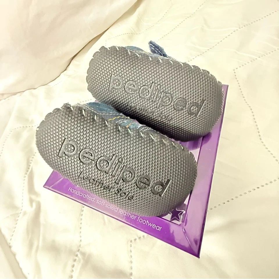 Sapatos de caminhada Pediped Tristan azul marinho - azul e laranja bebê sola macia - Imagem 4 de 4