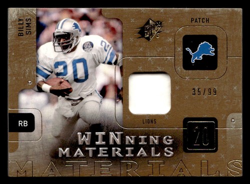 2009 SPX Football Winning Materials #W-SI Billy Sims Game Worn Jersey Card /99