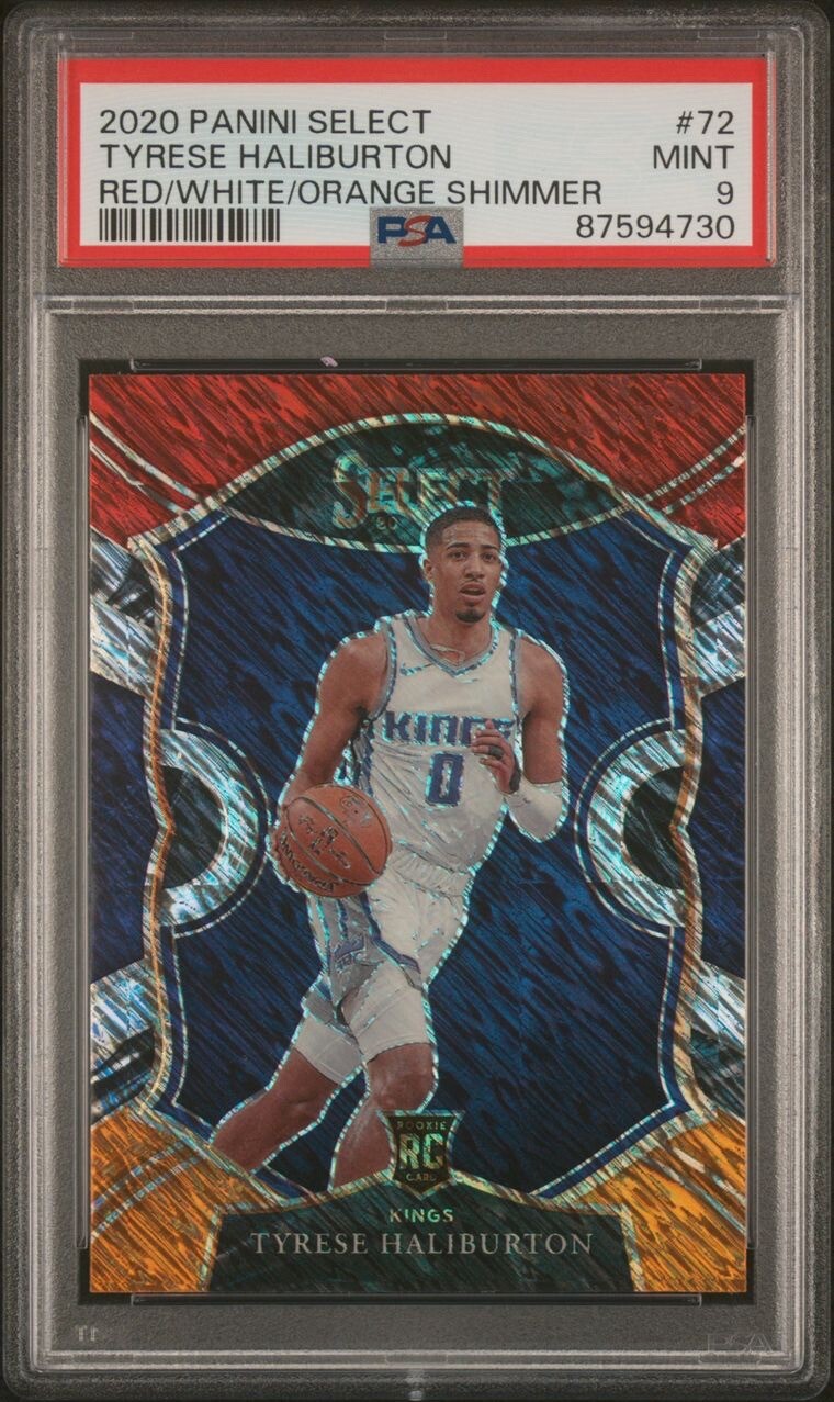 2020 Panini Select Tyrese Haliburton #189 Red White Orange Shimmer RC PSA 9 Mint