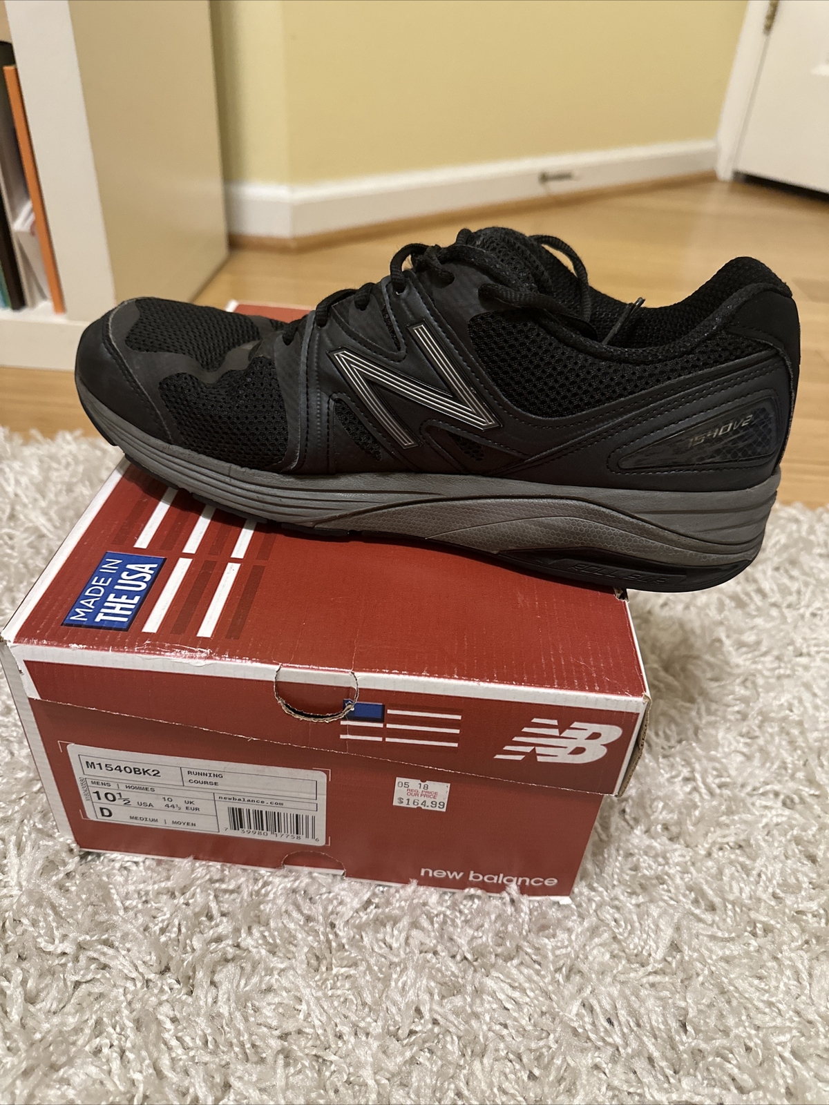 New Balance Men's 1540 V2 Running Athletic Shoes Black Size 10.5 D