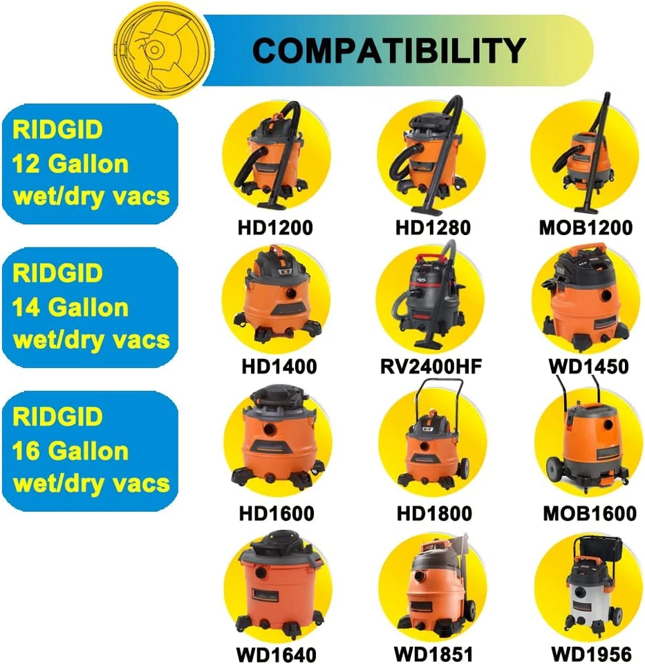 Bolsas de filtro de repuesto Ridgid VF3502, paquete de 5, para aspiradoras húmedas/secas de 12-16 galones Foto 2 de 4