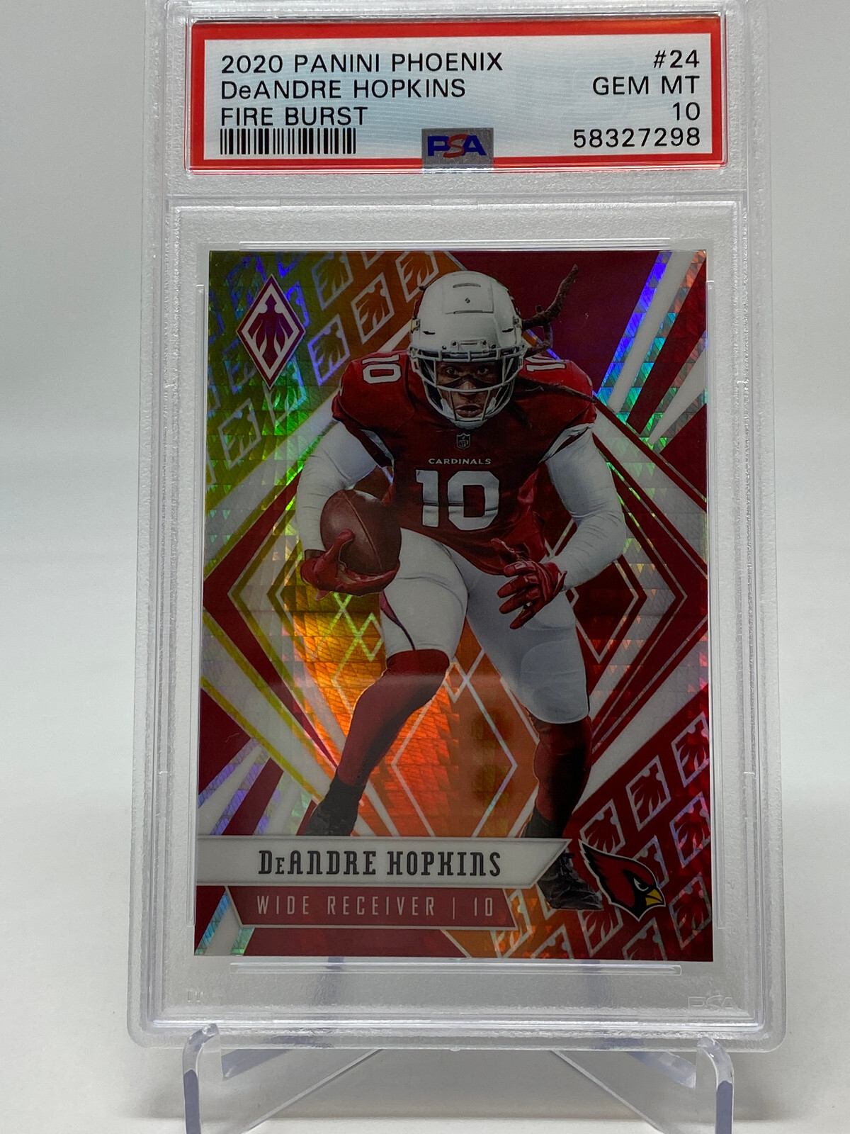 2020 Panini Phoenix #24 DeAndre Hopkins Fire Burst PSA 10 view 17