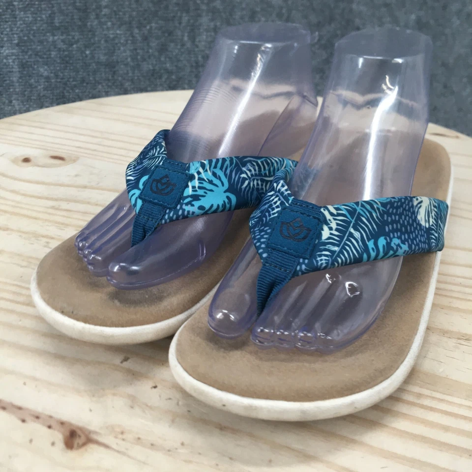 Sandalias Spenco Mujer 7.5 B Victoria Chanclas Tanga Multicolor Puntera Poste Hoja Foto 3 de 4