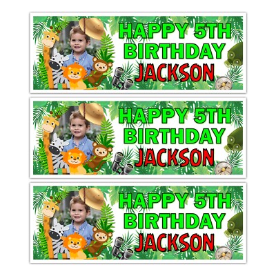 PERSONALISIERTE 6FT DSCHUNGEL GEBURTSTAGSBANNER TIER SAFARI PARTY FOTO