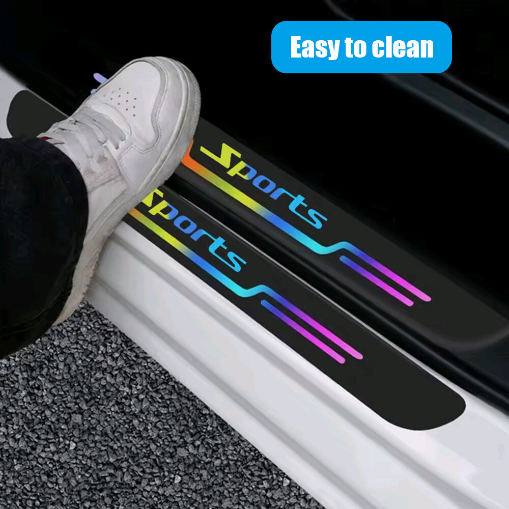 4Pcs Car Door Sill Protector Anti-Scratch Laser Sticker for Auto Trunk Sports Strip