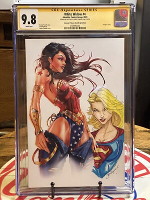 White Widow #4  Wonder Woman Sketched Super Girl By Jamie Tyndall CGC 9.8 SS