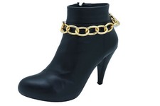 Hot Women Gold Metal Chain Thick Links Boot Bracelet Shoe Strap Comfortable Band