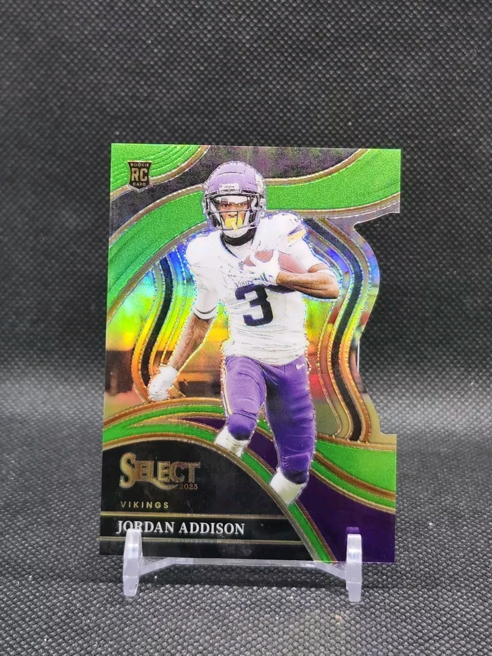7429D Jordan Addison 2023 Panini Select #254 Neon Green Prizm Die-Cut RC #d /499