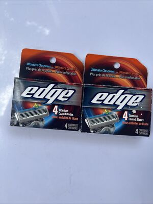 Edge 2 Packs Razor Refill 4 Each = 8 Titanium Blades | eBay