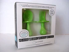Grabease Ergonomic Baby & Toddler Self Feeding Utensil Set Green 6m+ NIB