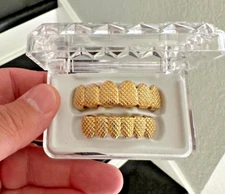 Custom Fit Hip Hop 14K Gold Plated Mouth Teeth Grillz Set w Mold Kit Cut #678