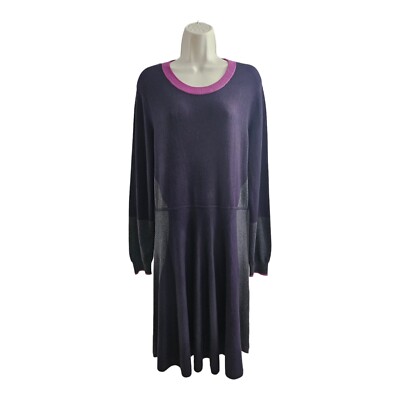 Eliza J Purple Gray Colorblock Long Sleeve Soft Sweater Dress Sz XL Knee Length | eBay Eliza J Purple Gray Colorblock Long Sleeve Soft Sweater Dress Sz XL Knee Length | eBay