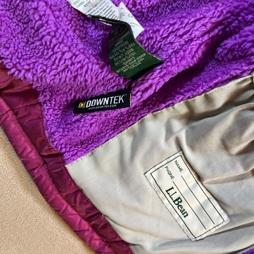 L.L. Bean Jacket Girls Magenta Pink Down Puffer Large 14-16 Downtex READ - Picture 9 of 16