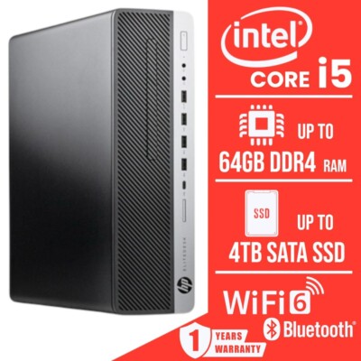 HP Desktop Computer PC i5, up to 64GB RAM, 4TB SSD, Windows 11/10 Pro, WIFI BT