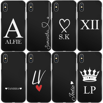 PERSONALISED INITIAL PHONE CASE BLACK SILICONE GEL COVER FOR HUAWEI P20 PSMART