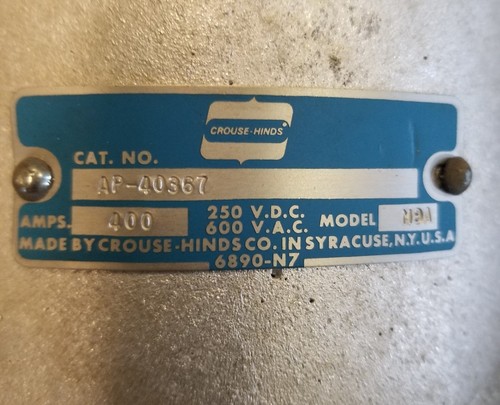Crouse Hinds 400 amp AR4032 AP40367 AP40023 AR40023 pin and sleeve - Picture 3 of 5