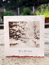 Vintage 1950's Used Lake Winter Scene Snow Christmas Greeting Card (EB8954)
