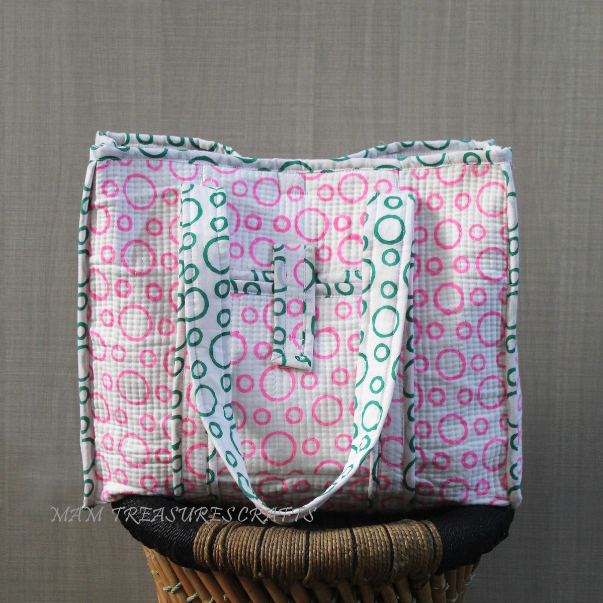 Indian Multicolor Block Printed Quilt Shoulder Bag Women's Cotton Handbag US