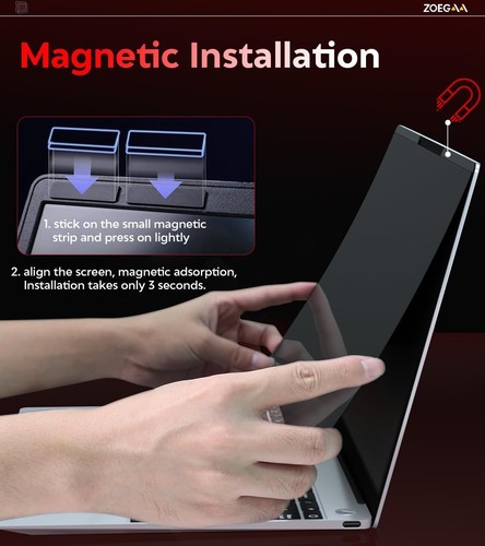 ZOEGAA Magnetic Laptop Privacy Screen 15.6 Inch for 16:9 Computer Monitor,Remova - Photo 6/6