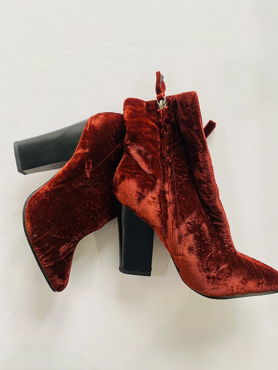 Zara red velvet boots Clearance
