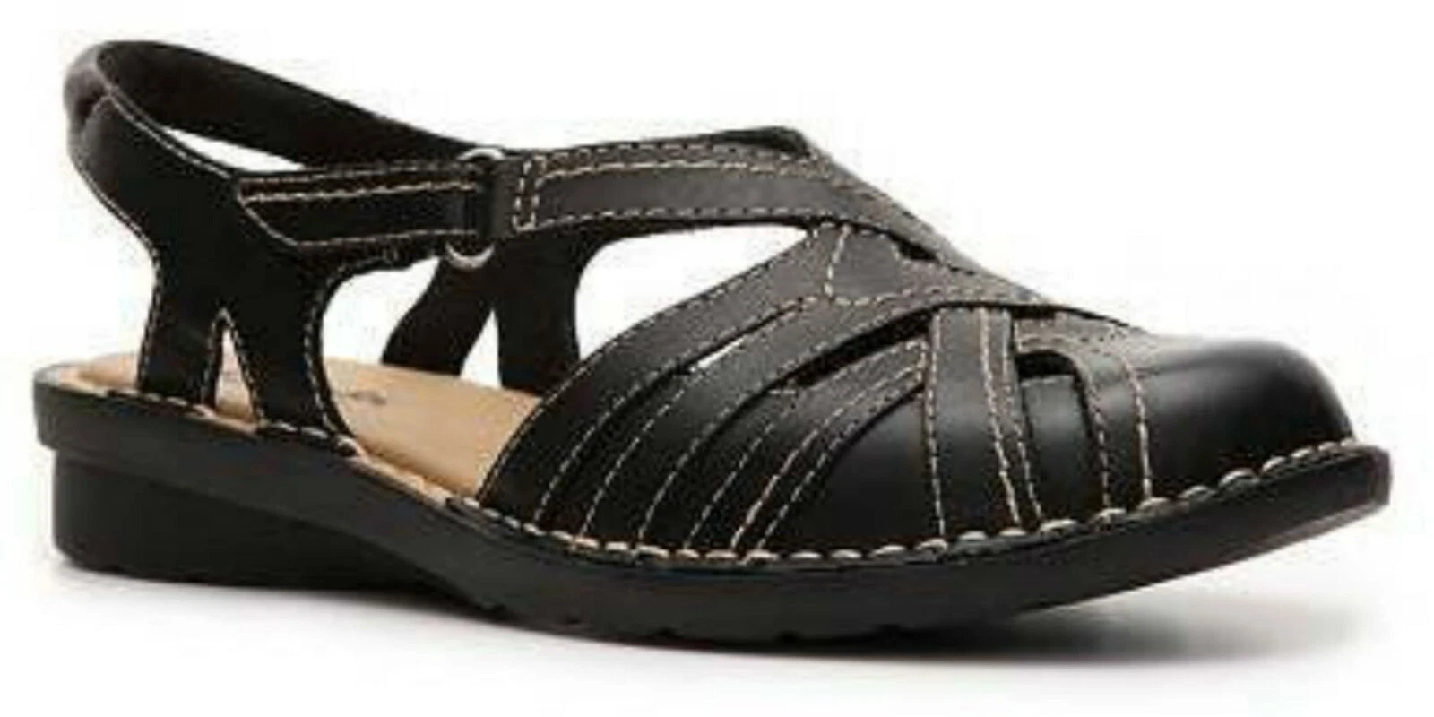 CLARKS NIKKI RHYTHM sandalo donna nero ballerine. +