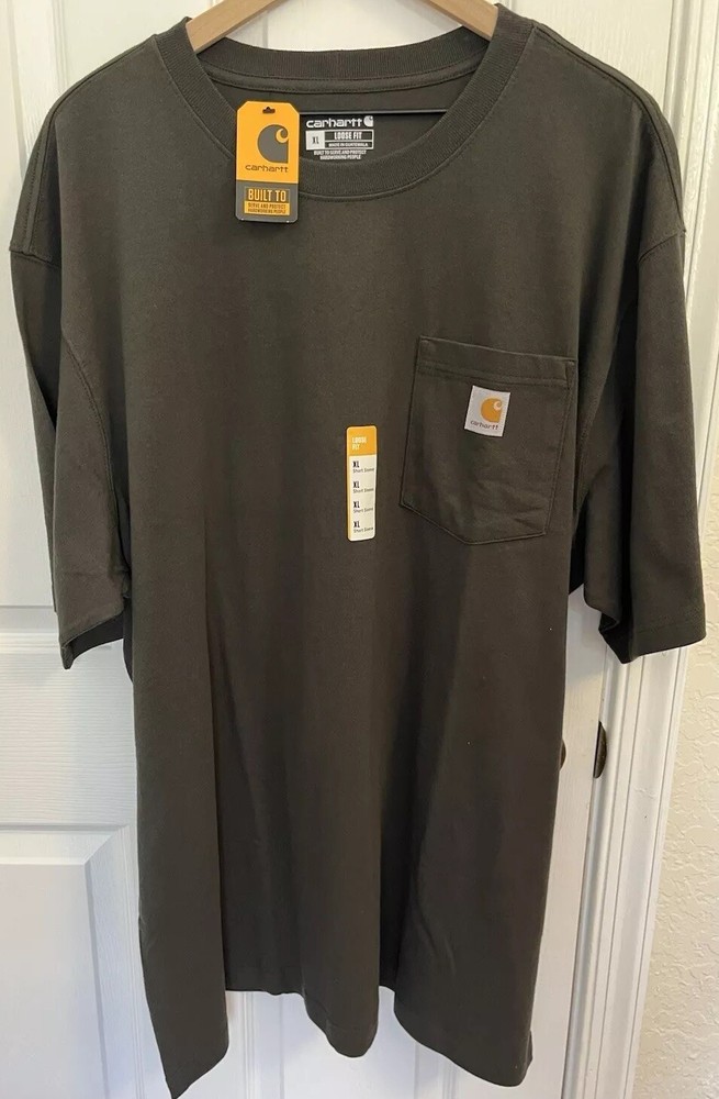 Men's Carhartt Loose Fit Heavyweight T-Shirt XL Dark Green K87-M
