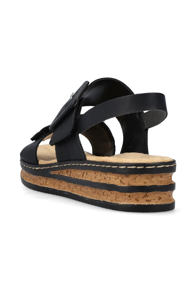Rieker Sandales à Plateforme Keil En Mules 62950-00 Noir - Photo 4/4
