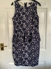 Warehouse Formal Midi Dress Navy Lace Look Sleeveless Size 12