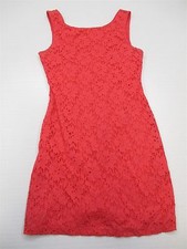 FOREVER 21 #DR1016 Women's Size S Fitted Low Back Lace Salmon Pink Bodycon Dress
