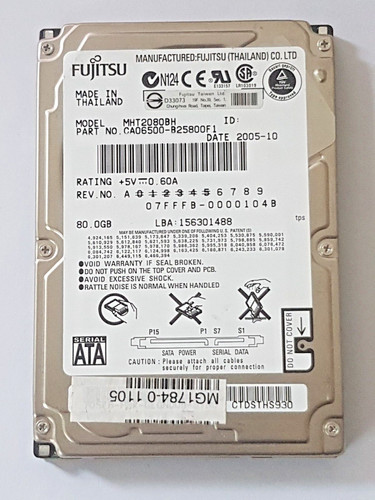 80 GB SATA Fujitsu MHT2080BH 5400RPM 8MB HDD 2.5" interne Festplatte
