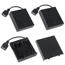 3 Pack 4AA Battery Holder USB Female Socket Battery Case Box Holder with Cover