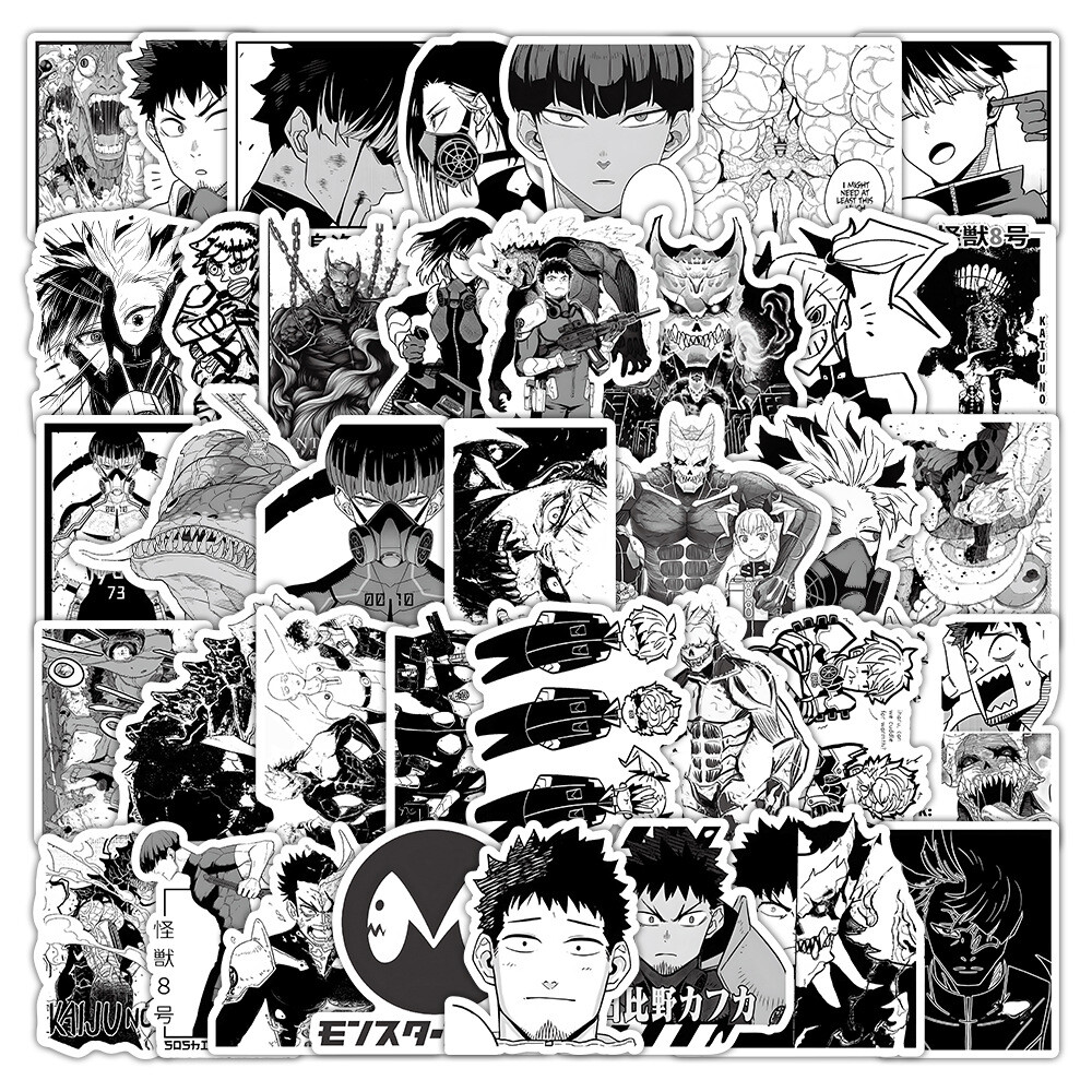 100Pcs Black and White Kaiju No. 8 Anime Sticker for Teens G