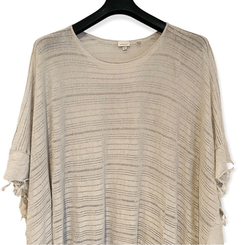 Kinross Fringe Openwork Linen Poncho One Size - Picture 2 of 5