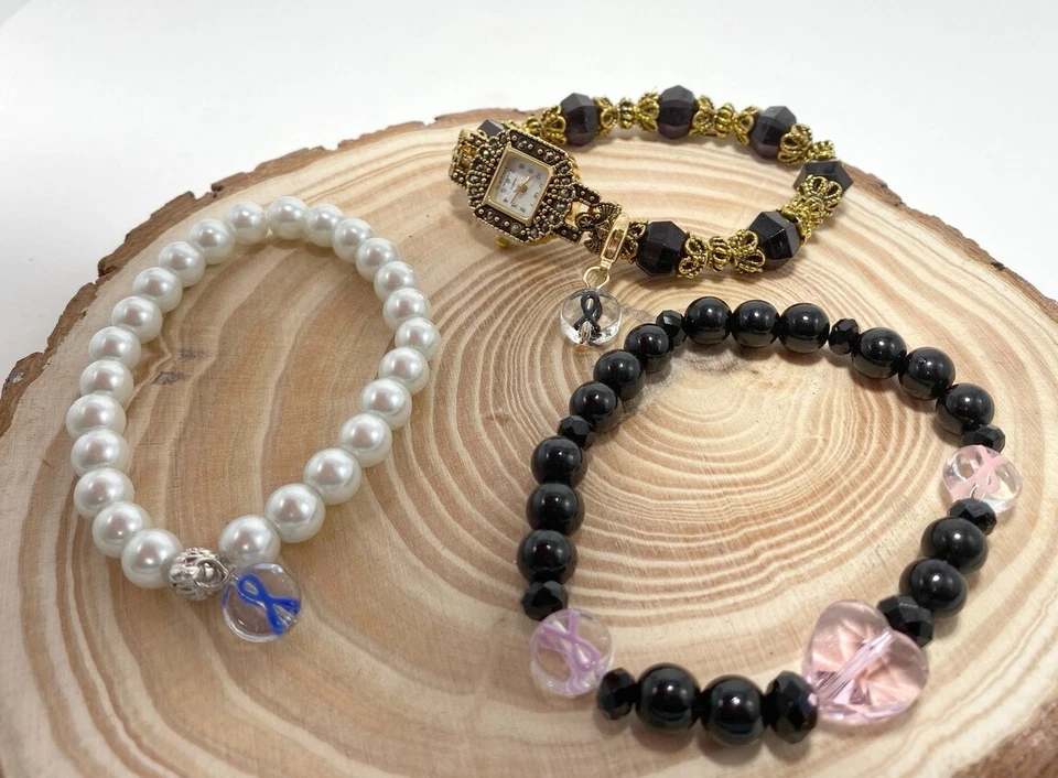 Cinta Abalorios Conciencia PÚRPURA Planos Redondos 10mm 10 piezas Conciencia Pancreática Foto 3 de 3