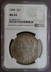 1898-P MS64 NGC Morgan Silver Dollar $1.00: Unc. - 90% Silver