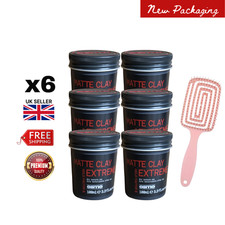 6 x Osmo Matte Clay Wax 100ml + Hair Brush Bundle – Strong Hold, Matte Finish!