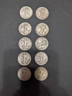Lot of 10 Walking Liberty Half Dollars - 90% Silver $5 Face