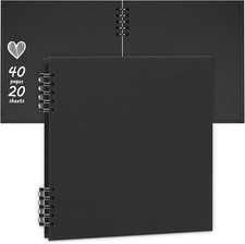 NEW 8"x8" Black Scrapbook Photo Picture Album Scrap Book Hardcover  20 Sheets