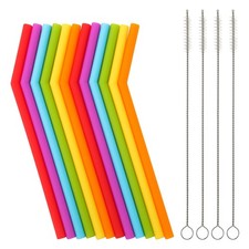 Reusable Silicone Straws for Toddlers Kids - 12 pcs Flexible Short Drink 6....