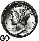 1943-D Mercury Dime, Full Split Bands, Blast White Solid Gem BU++ FSB