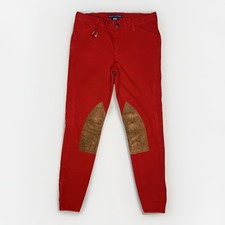 Ralph Lauren Women's Equestrian Riding Pants Suede-Trim Bright Red Brown Size 4
