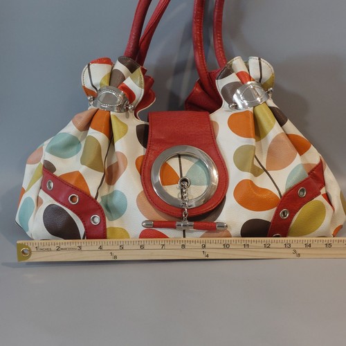 Vintage Y2K ABSTRACT MOD TEARDROP BOUTIQUE Purse Chunky Cinched Quality PVC - Picture 2 of 17