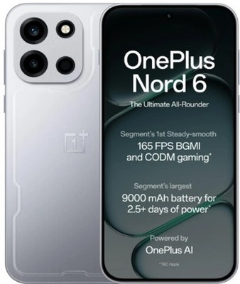 OnePlus Nord 6 (8 GB + 256GB Silver) Snapdragon 8s Gen 4 NFC Global Version.