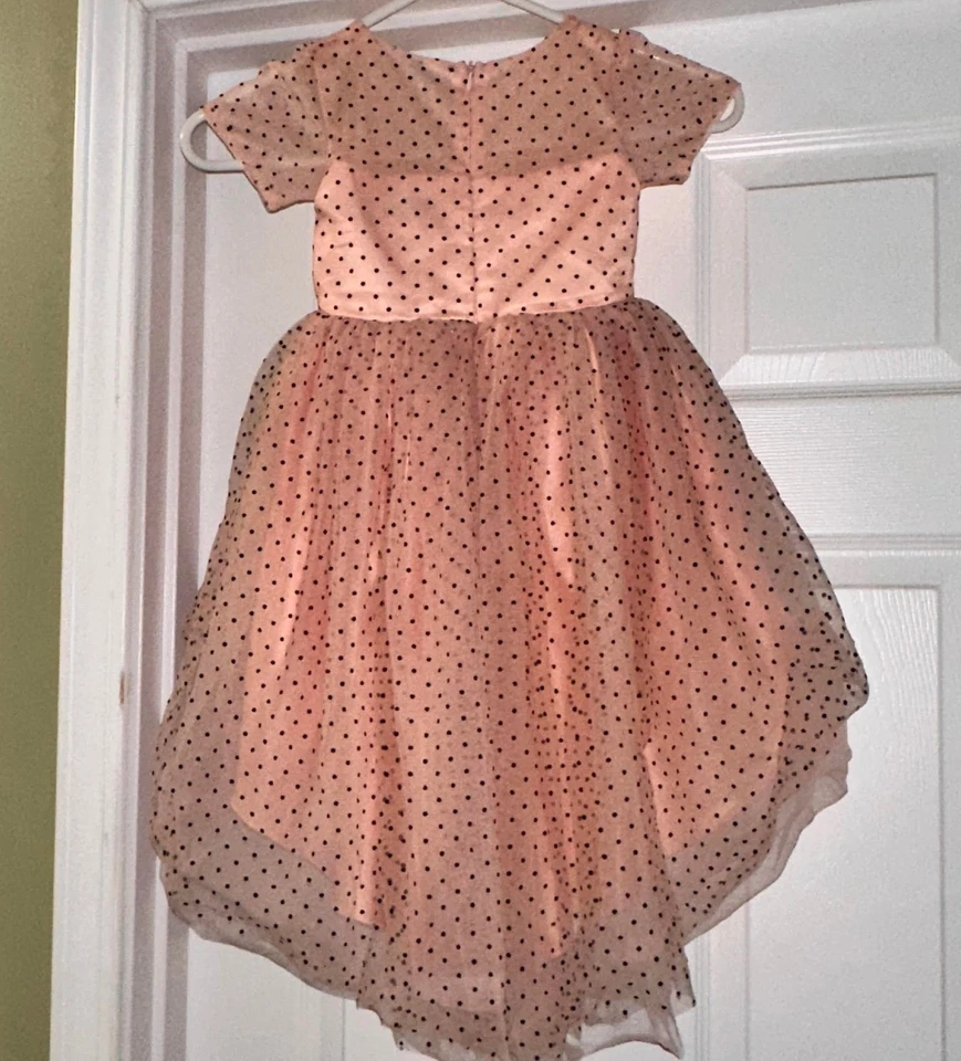 Vestido Trish Scully ROSA MELOCOTÓN Polkadot Tul Fiesta Niña Flor Talla 4T ALTO-BAJO 4 Foto 2 de 4