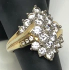 Vintage Sterling Silver Gold Vermeil Sparkling Cubic Zirconia Cluster Ring SZ 7